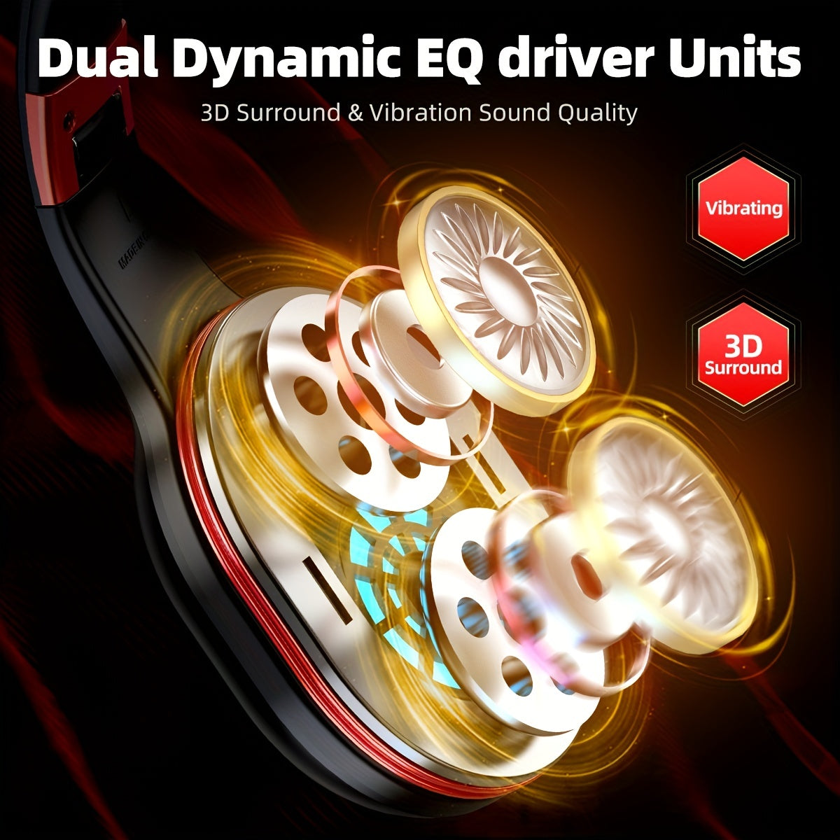 Wireless Gaming Headset 2.4GHz with 30H Playtime, Detachable Mic, 3D Stereo Sound