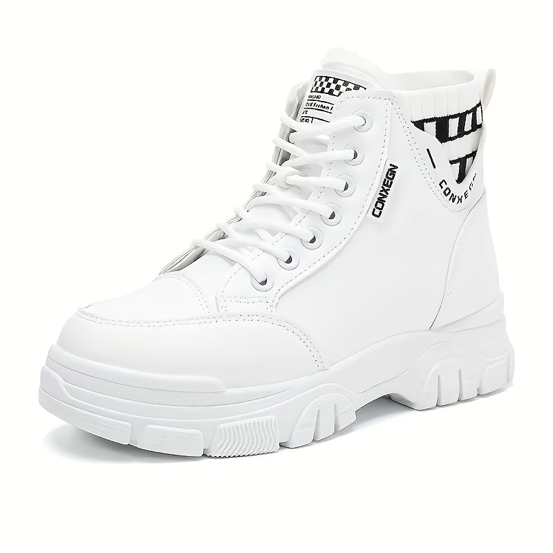 Women's Thick Sole Ankle Boots Warm Fleece Winter Lace-Up