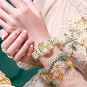 Women's Ramadan Watch Gold Encrusted Dial Alloy Strap Fashionable Wrist Watch