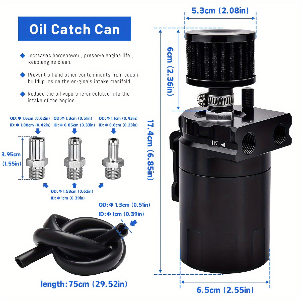 Universal 300ml Aluminum Oil Catch Can Kit for Cars SUVs Trucks