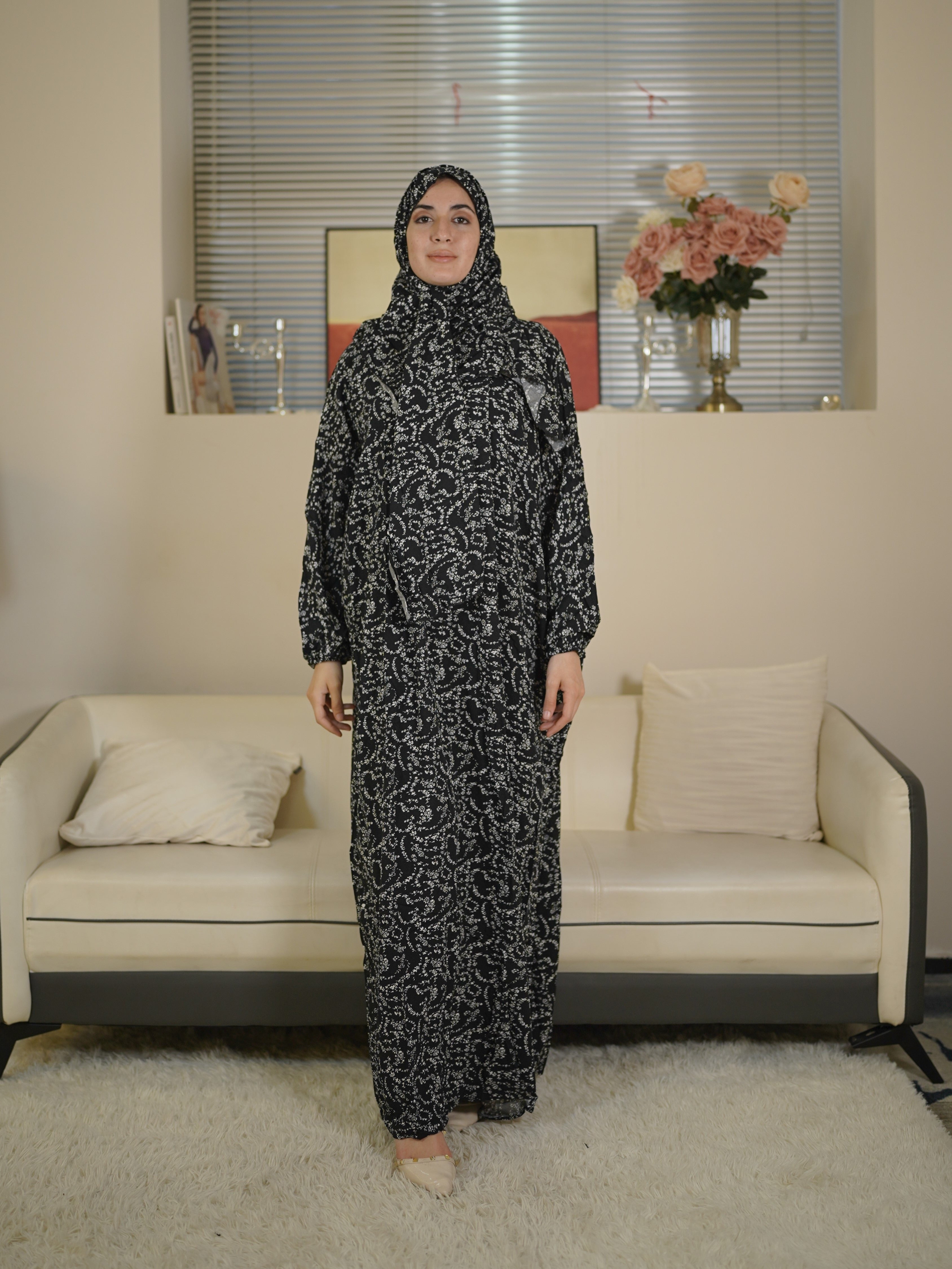 Plus Size Floral Print Maxi Dress Long Sleeve Modest Clothing