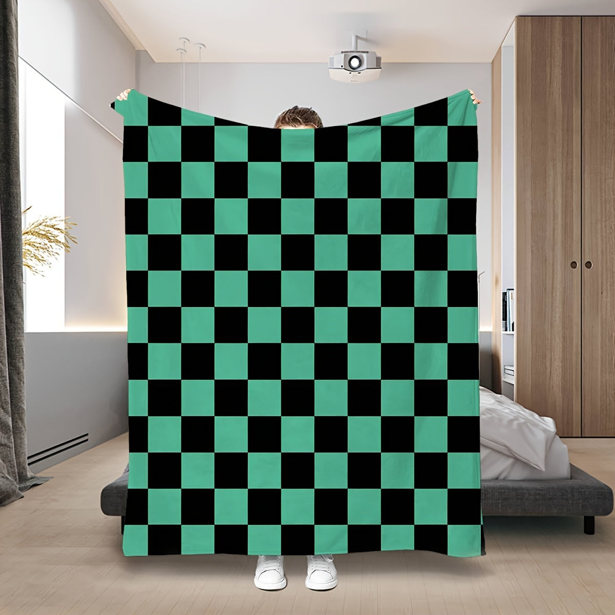 Anime Cartoon Plaid Flannel Blanket Tear-Resistant All-Season Polyester