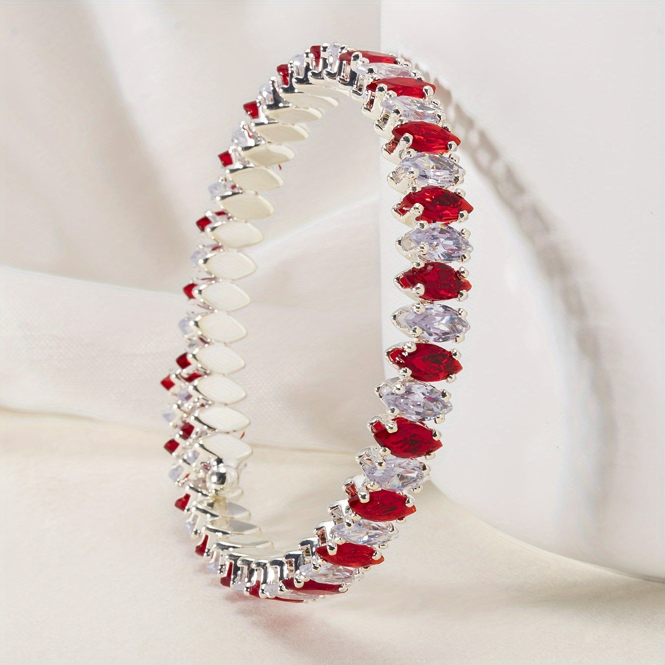 Copper Spring Bracelet for Women Stretchable Bangle Faux Zirconia Jewelry