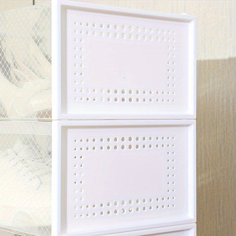 12-Pack Transparent Stackable Shoe Storage Boxes with Flip Top Closure Non-Waterproof Space-Saving
