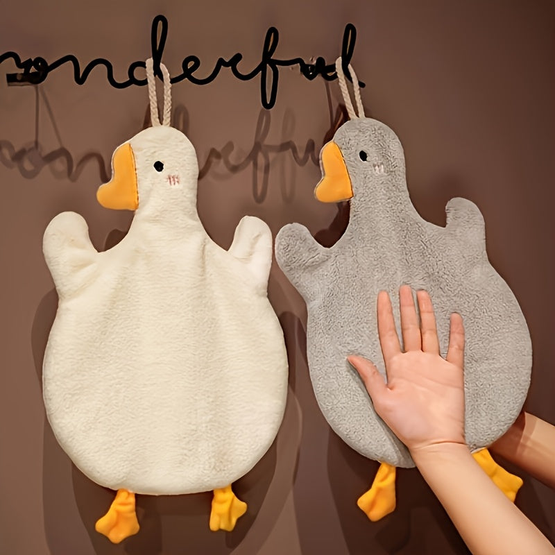 Cartoon Duck Hand Towel Soft Polyester Terry Cloth Kitchen Bathroom Bedroom Hanging Design