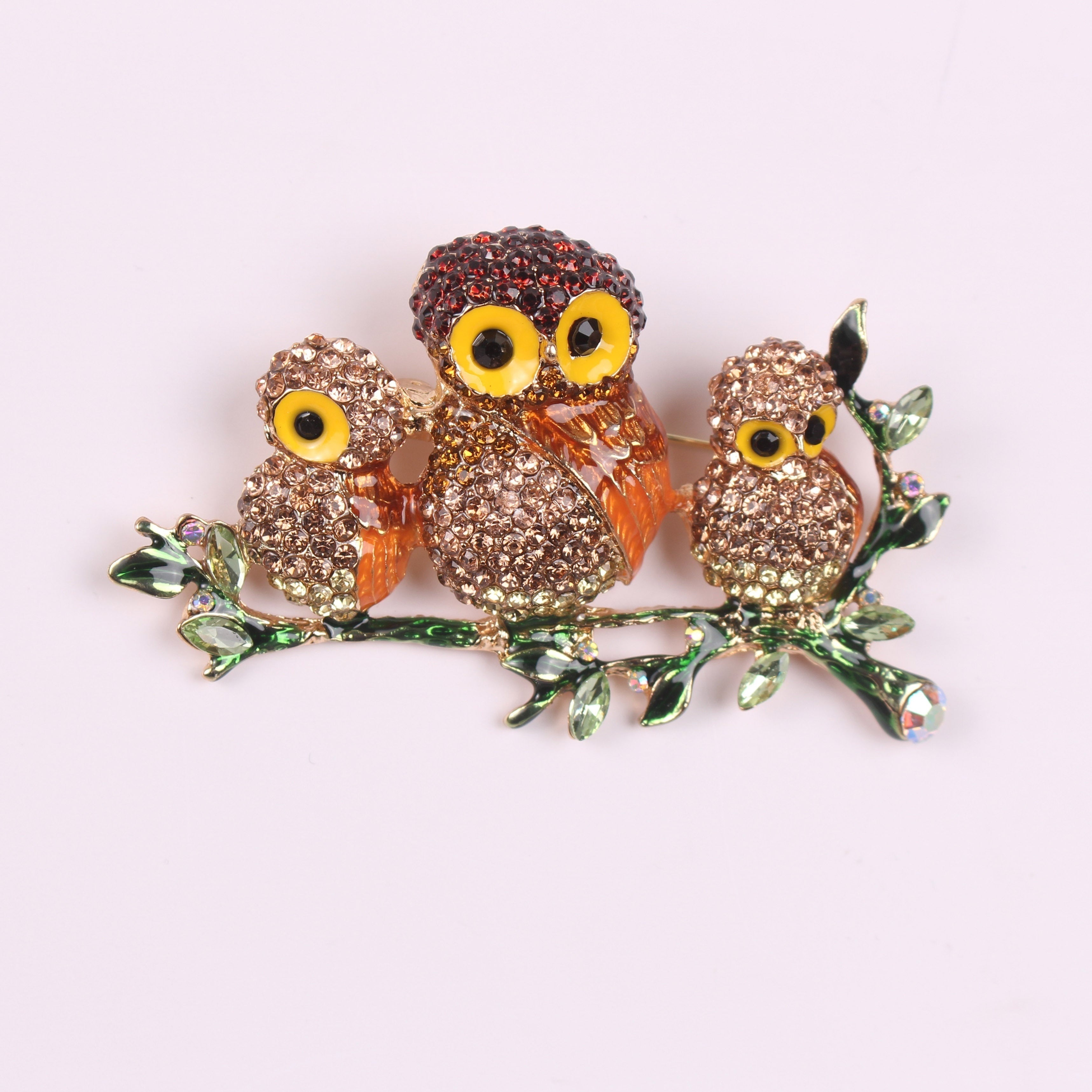 Cute Owl Brooch Rhinestones Animal-Themed Pin for Hats Jeans Coats Bags Accessories
