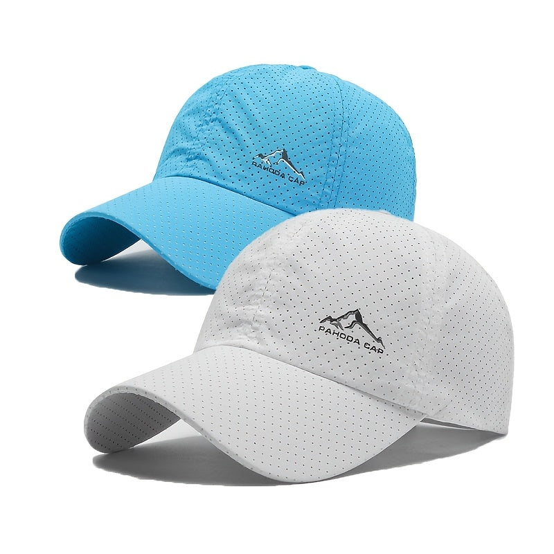 Unisex Quick-Dry Polyester Baseball Caps 2-Pack for Outdoor Sports and Activities
