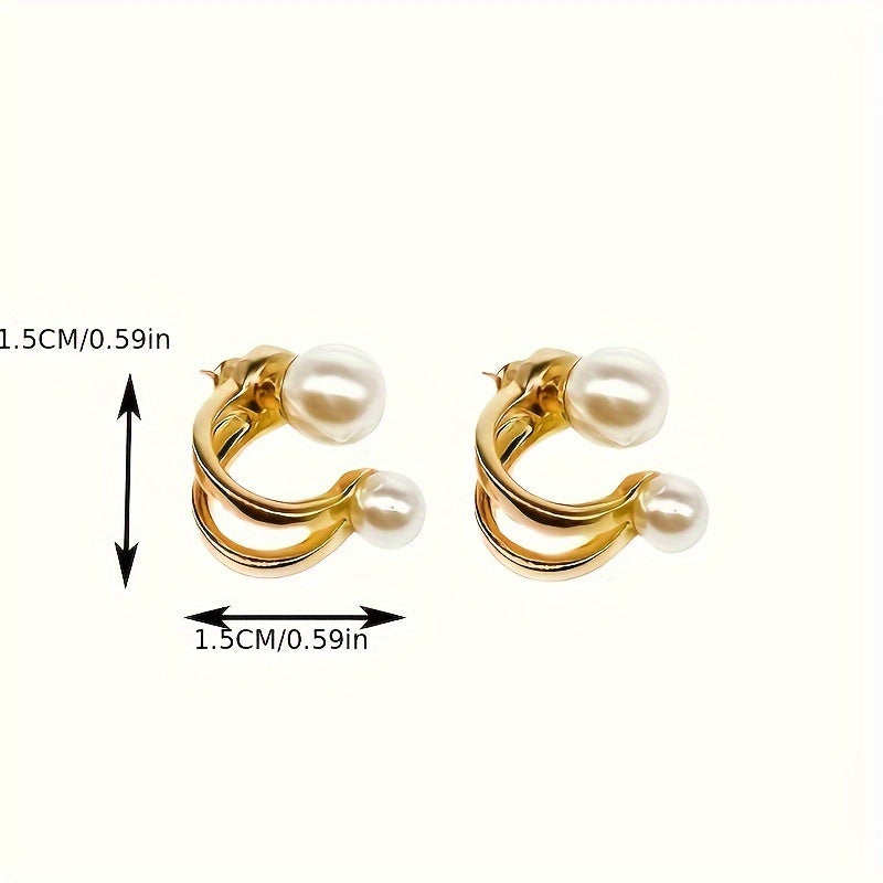 Kundalik va bayram kiyimlari uchun zamonaviy retro uslubidagi soxta marvaridli sirg'alar, 925 sof kumushdan tayyorlangan, ko'p funksiyali fransuz dizayni.