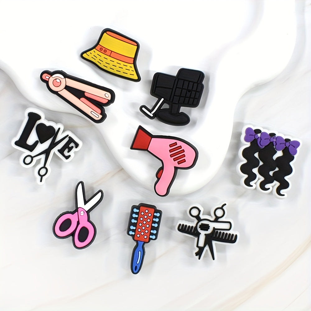 Unisex Plastic Hair Dryer Scissors Curling Iron Shoe Charms Hair Salon Accessories
