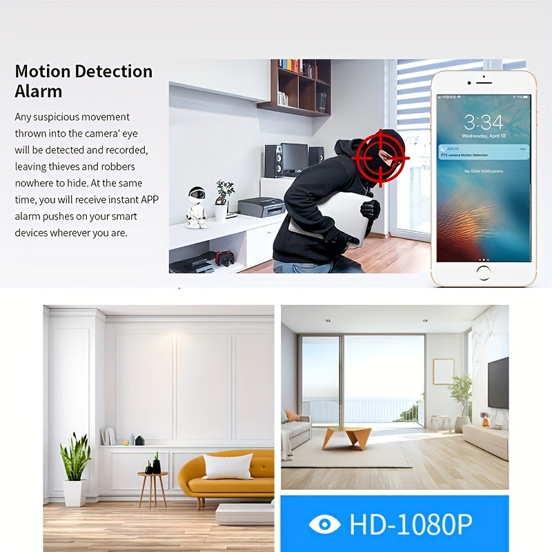 Aqlli uy xavfsizlik kamerası 1080p HD kechqurun ko‘rish Wi-Fi harakatni aniqlash