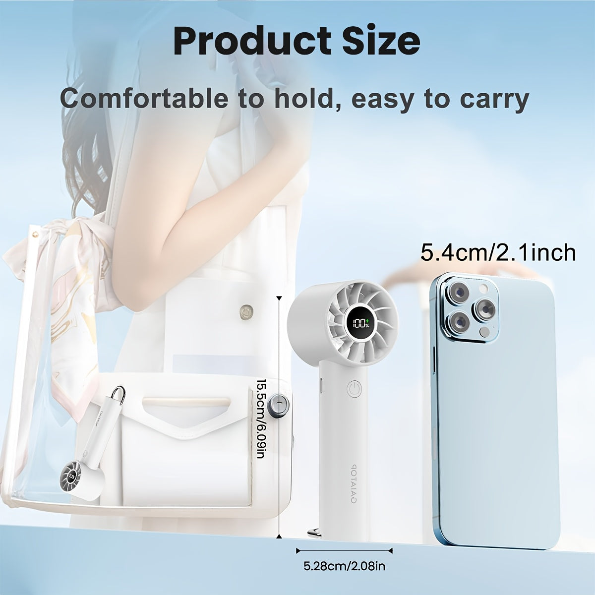 Portable Handheld Fan with 3 Speeds, USB Rechargeable, Compact and Lightweight