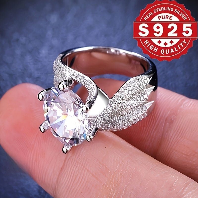 Sterling Silver Ring for Women with Zirconia Engagement Wedding Jewelry 6 Prong