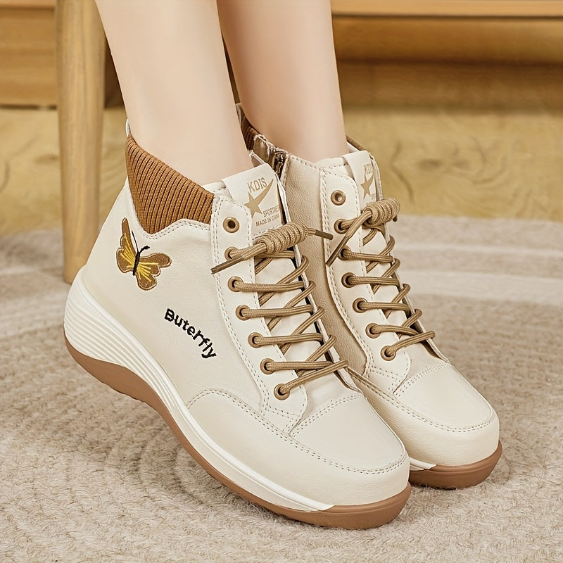 Women's Animal Print Platform Boots with Zipper, Round Toe, Low Heel