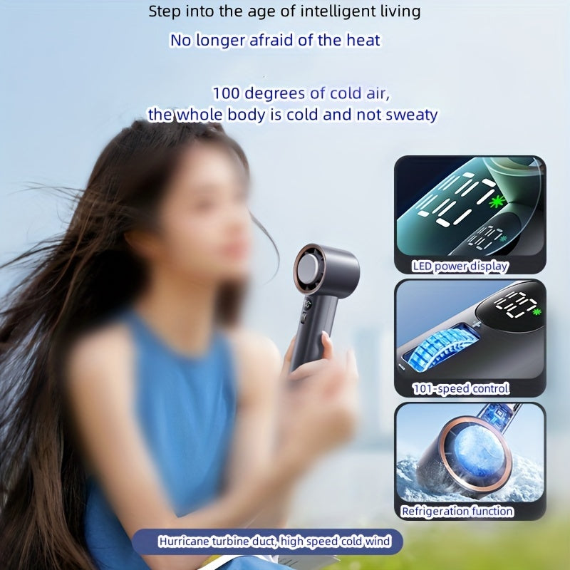 Portable Dual-Function Cooling Fan with USB Rechargeable Battery 10 Speeds Lightweight Desktop Handheld