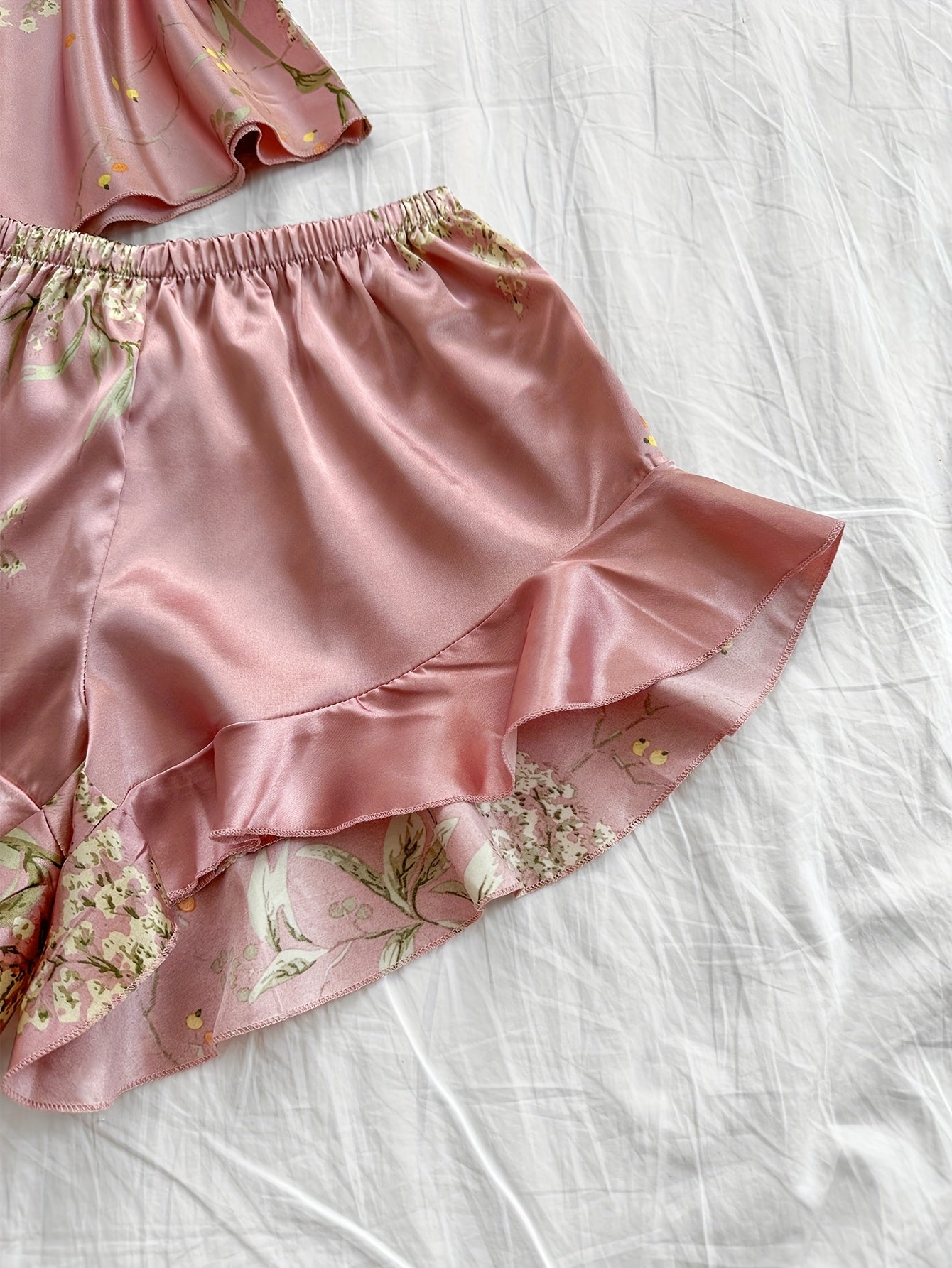 Plus Size Women's Cherry Print V-Neck Pajama Sets All-Season Sleepwear