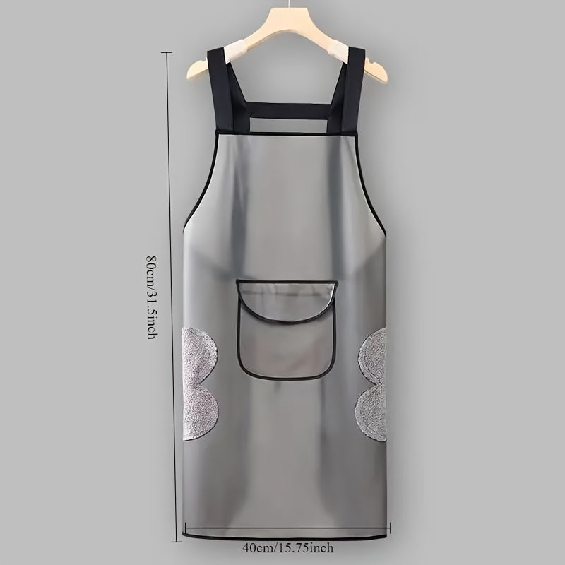 Long-Lasting Waterproof Polyurethane Kitchen Apron with Pockets, Knee-Length for Men and Women