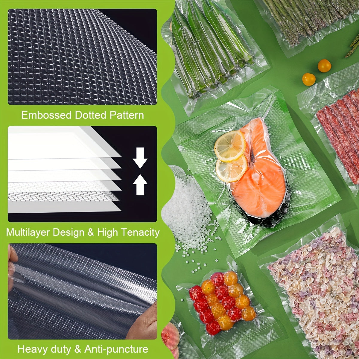 BPA-Free Food Vacuum Sealer Bags for Food Preservation, Multiple Sizes