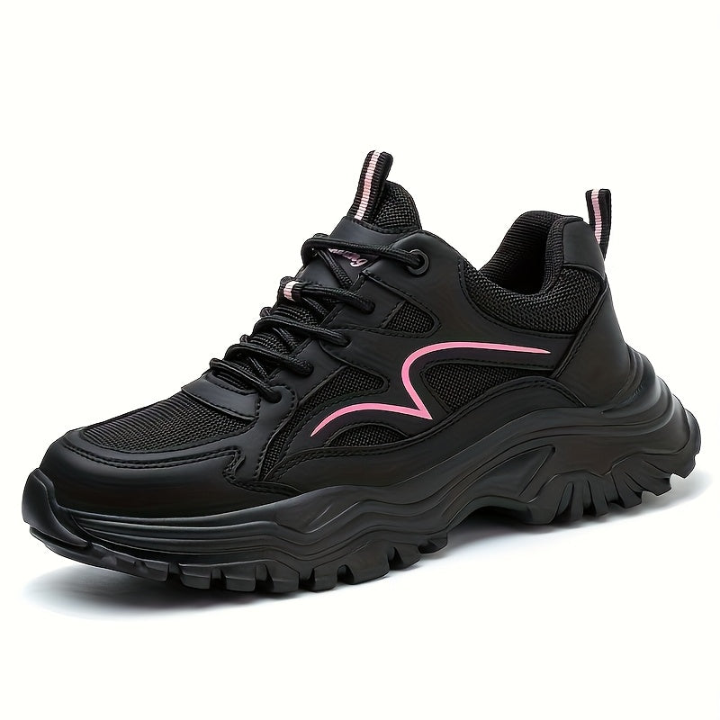 Women’s Lightweight Safety Shoes Black Pink Breathable Anti-Puncture Durable Rubber