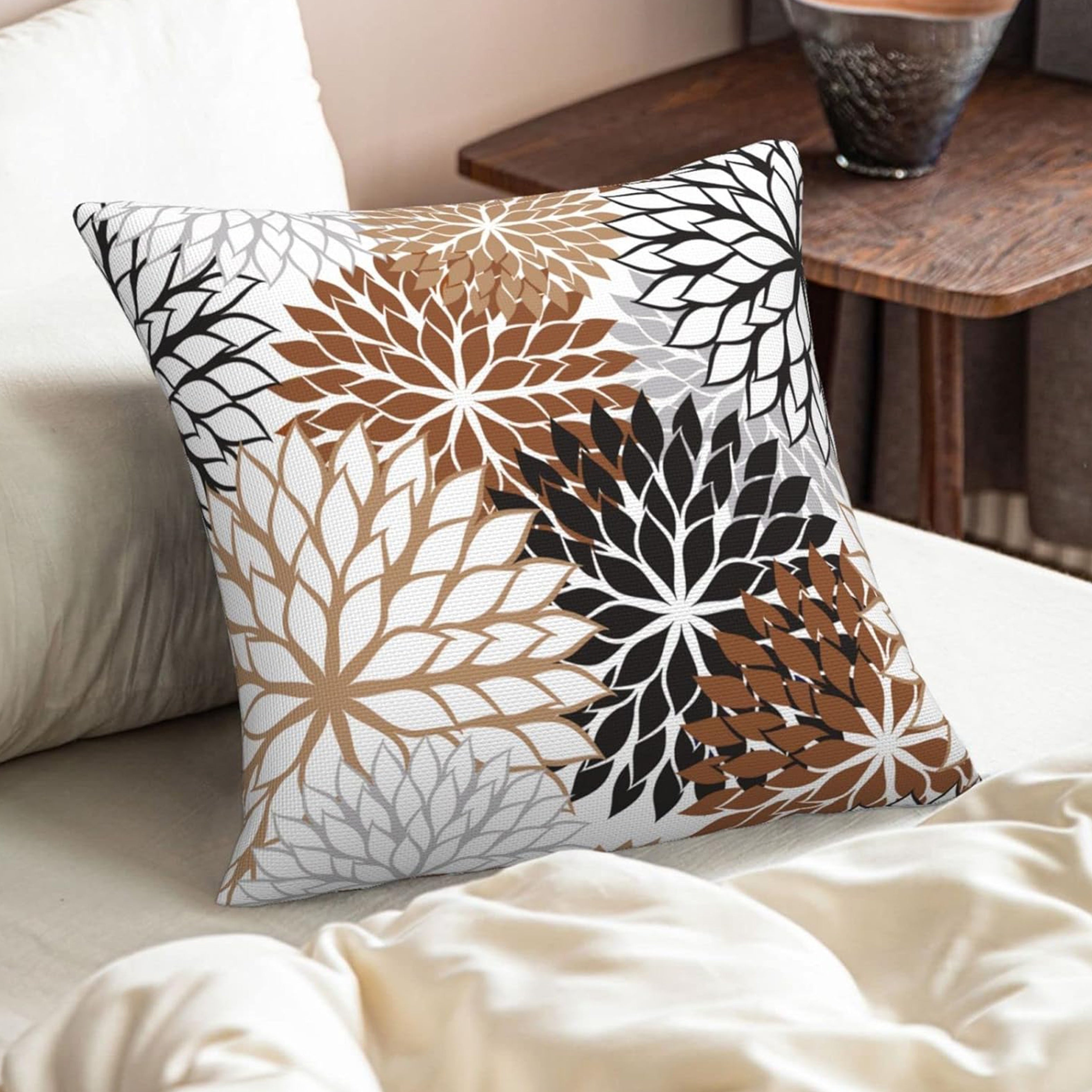 Modern Dahlia Floral Throw Pillow Covers 16x16 to 50.8x50.8 cm Woven Polyester