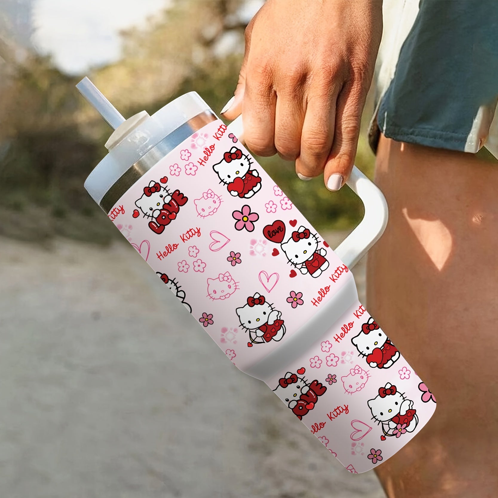 40oz Izolyatsiyalangan zanglamaydigan po'lat sayohat uchun chashka, tutqichli, quvurli, BPA-free, Rojdestvo sovg'asi