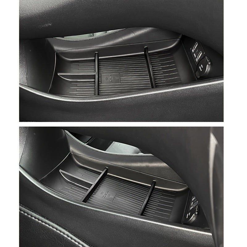 E2 2023 uchun qora rangli avtomobil ichki tashkilotchisi ko‘p bo‘limli saqlash qutisi