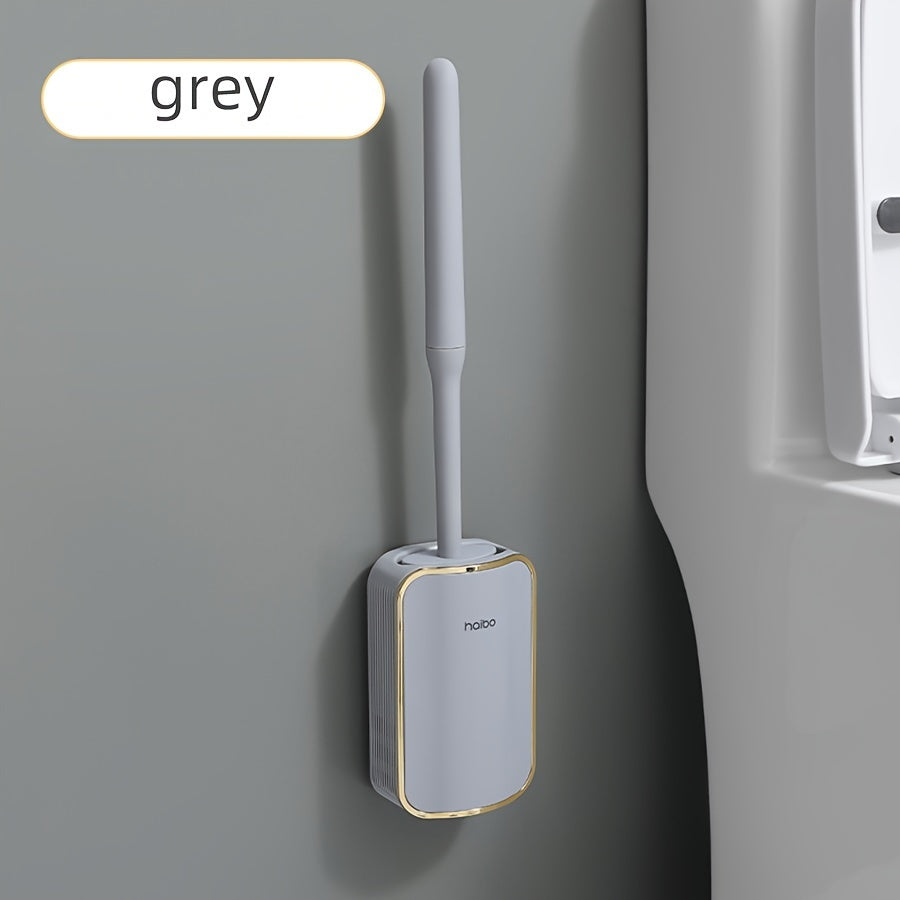 Элегантный настенный набор для чистки туалета с удлиненной ручкой - силиконовые щетинки, легкая уборка для ванной, полный набор щетки для туалета и держателя