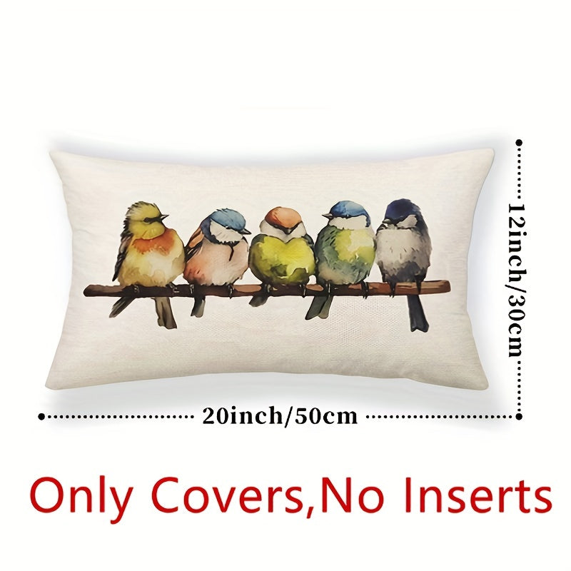 Set of 2 Bird Oil Paintings Pillow Covers 30.48cm x 50.8cm Decorative Linen