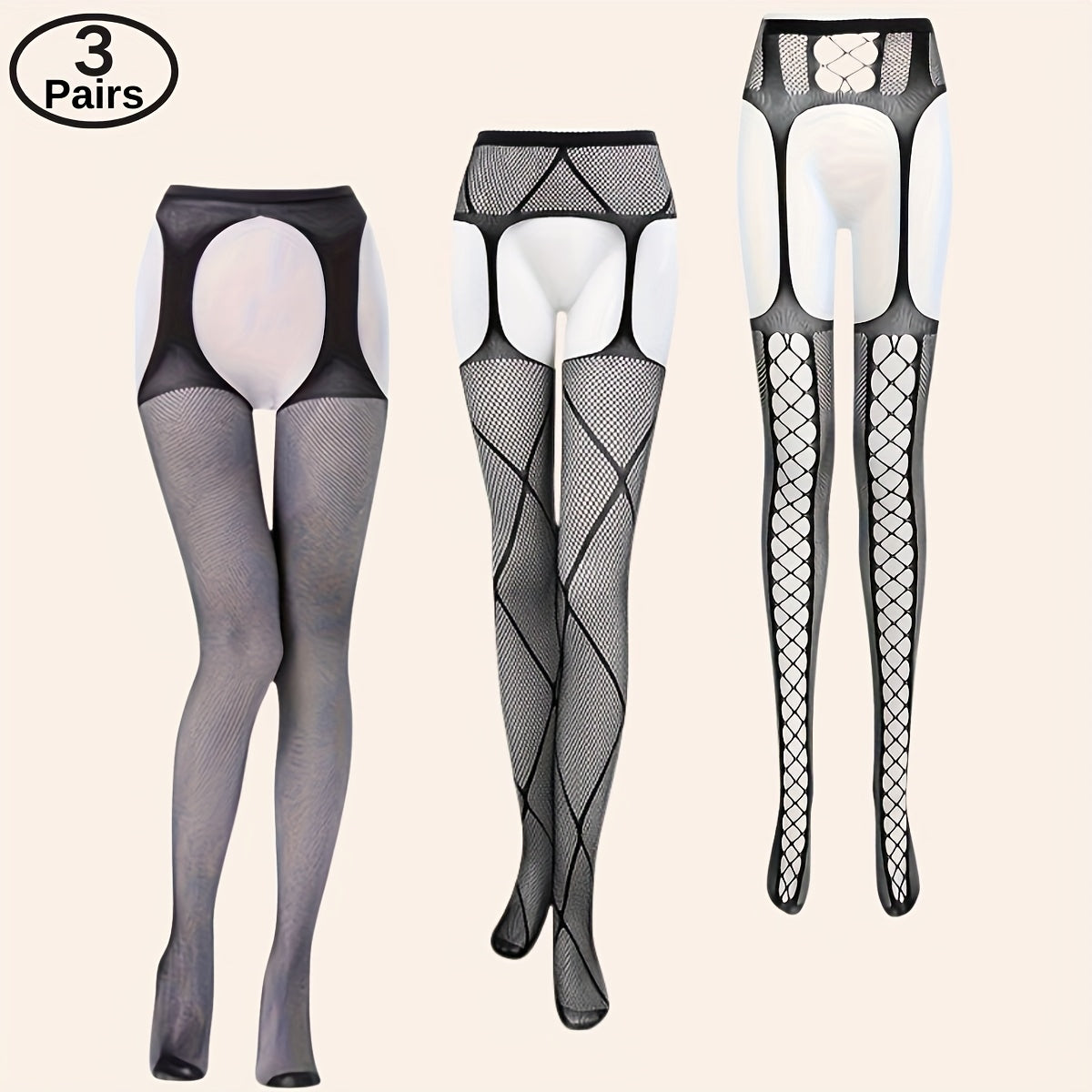 Women Fishnet Stockings Garter Belt Set Plus Size Exotic Roleplay