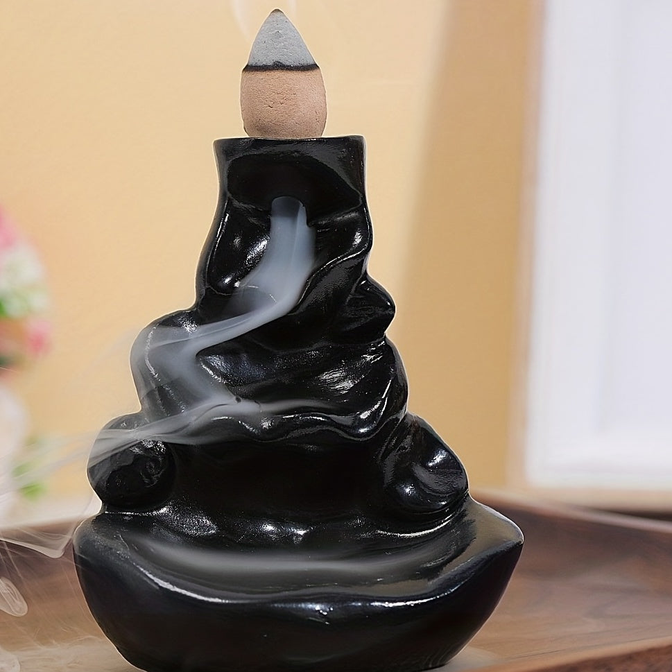 Стильный черный смоляной ингалятор с обратным потоком воды и деревянными палочками - классический дизайн для Хэллоуина, установка на пол, подставка для благовоний