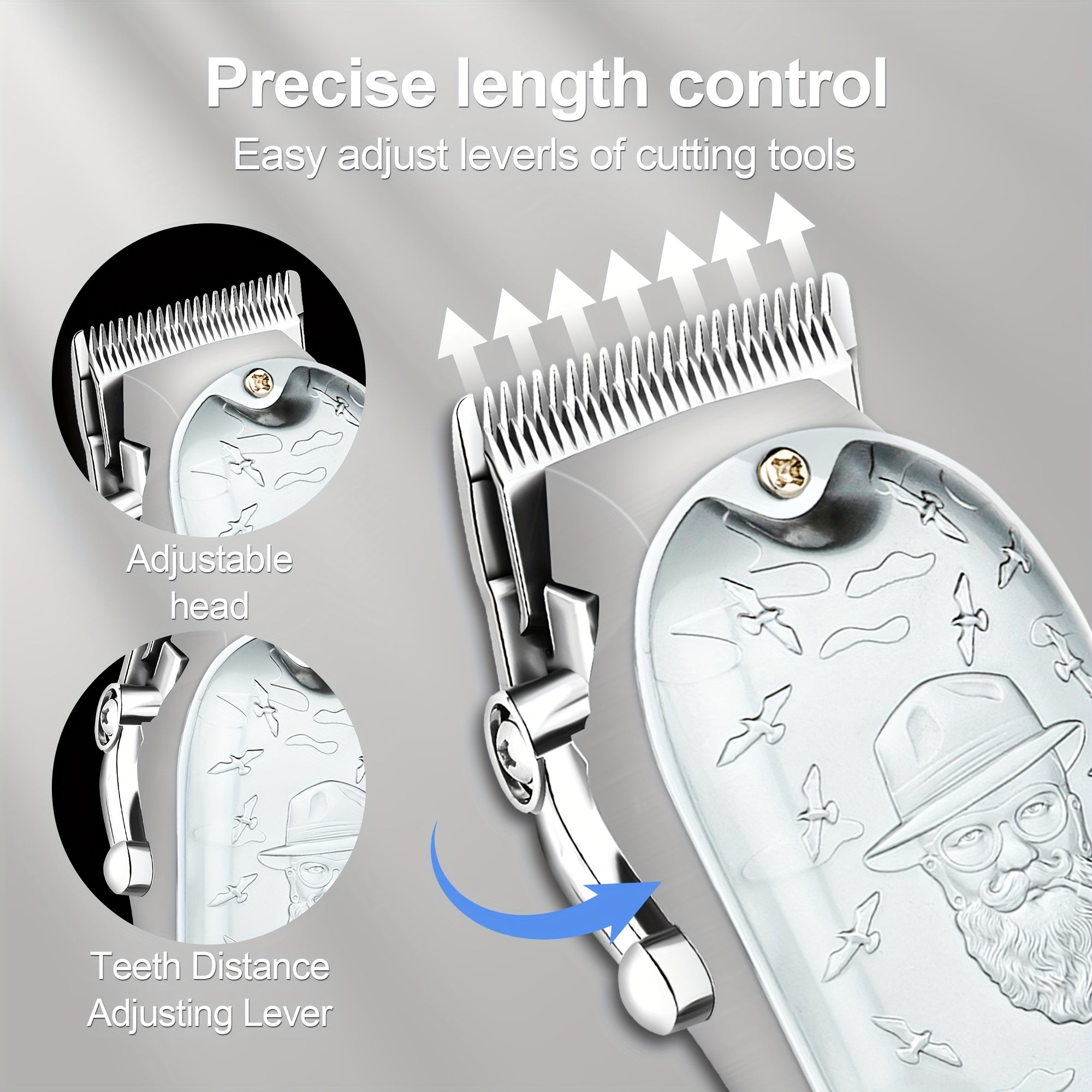 3pcs Professional Hair Clipper Set USB Rechargeable Electric Razor Beard Trimmer Digital Display includes Scissors Comb Cleaning Brush Wireless Men