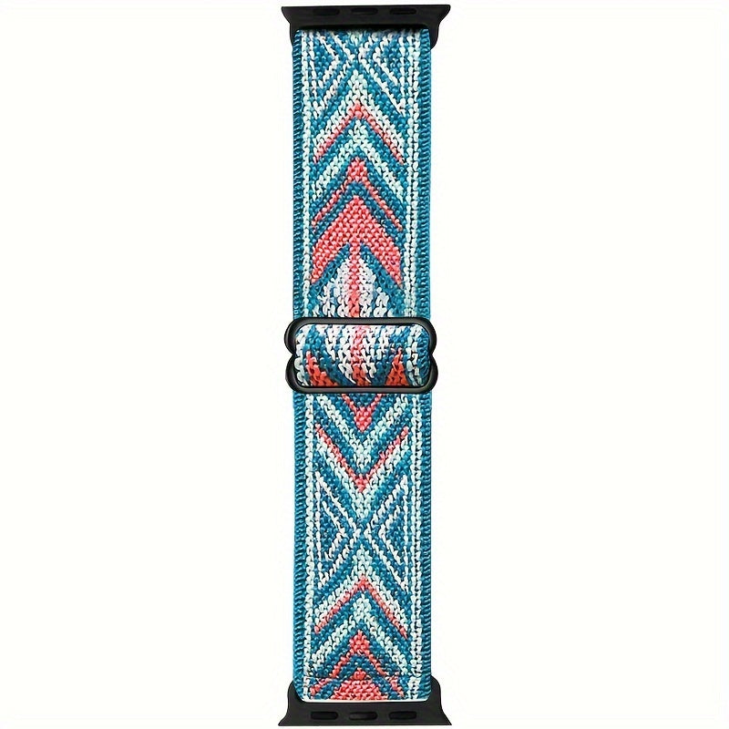 Nylon Braided Leopard Print Watch Band for Apple Watch Adjustable Size No Battery