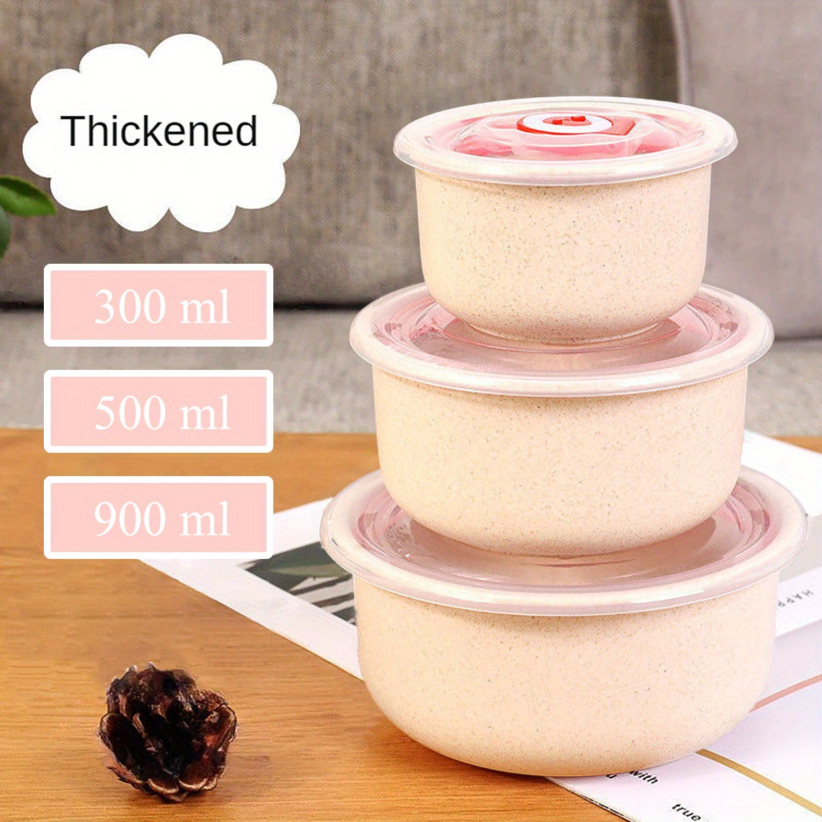 Set of 3 Airtight Food Storage Containers in Various Sizes for Freshness