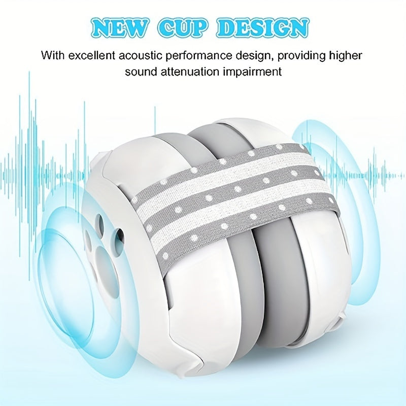 Kids Hearing Protection Ear Muffs Adjustable Cat Paw White Pink Blue