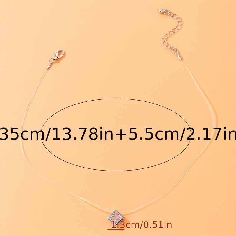 Женское ожерелье-подвеска с имитацией в форме сердца и прозрачной цепочкой из рыболовной лески