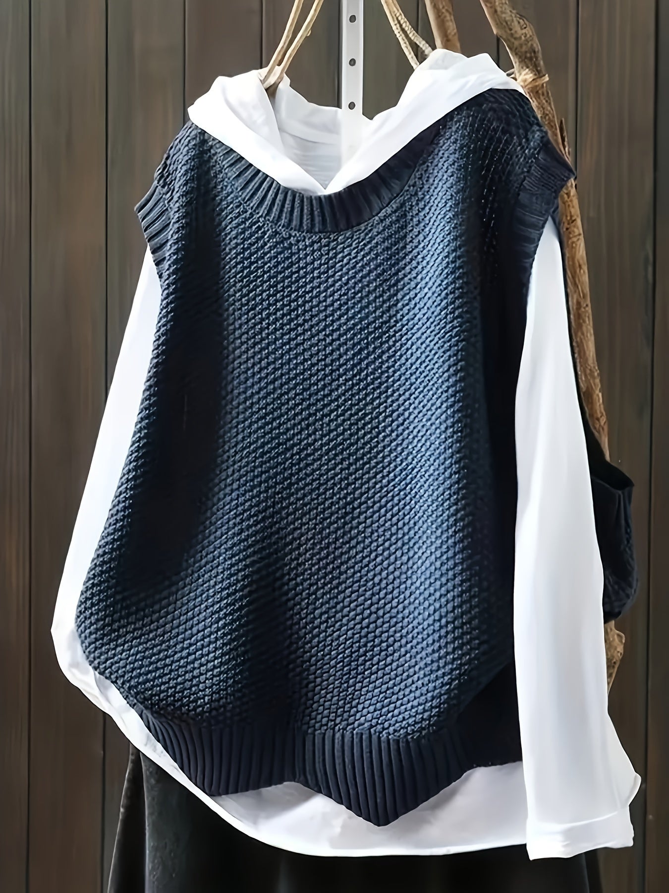 Women's Plus Size Knit Sweater Vest, Crew Neck, Cap Sleeve, Spring Summer