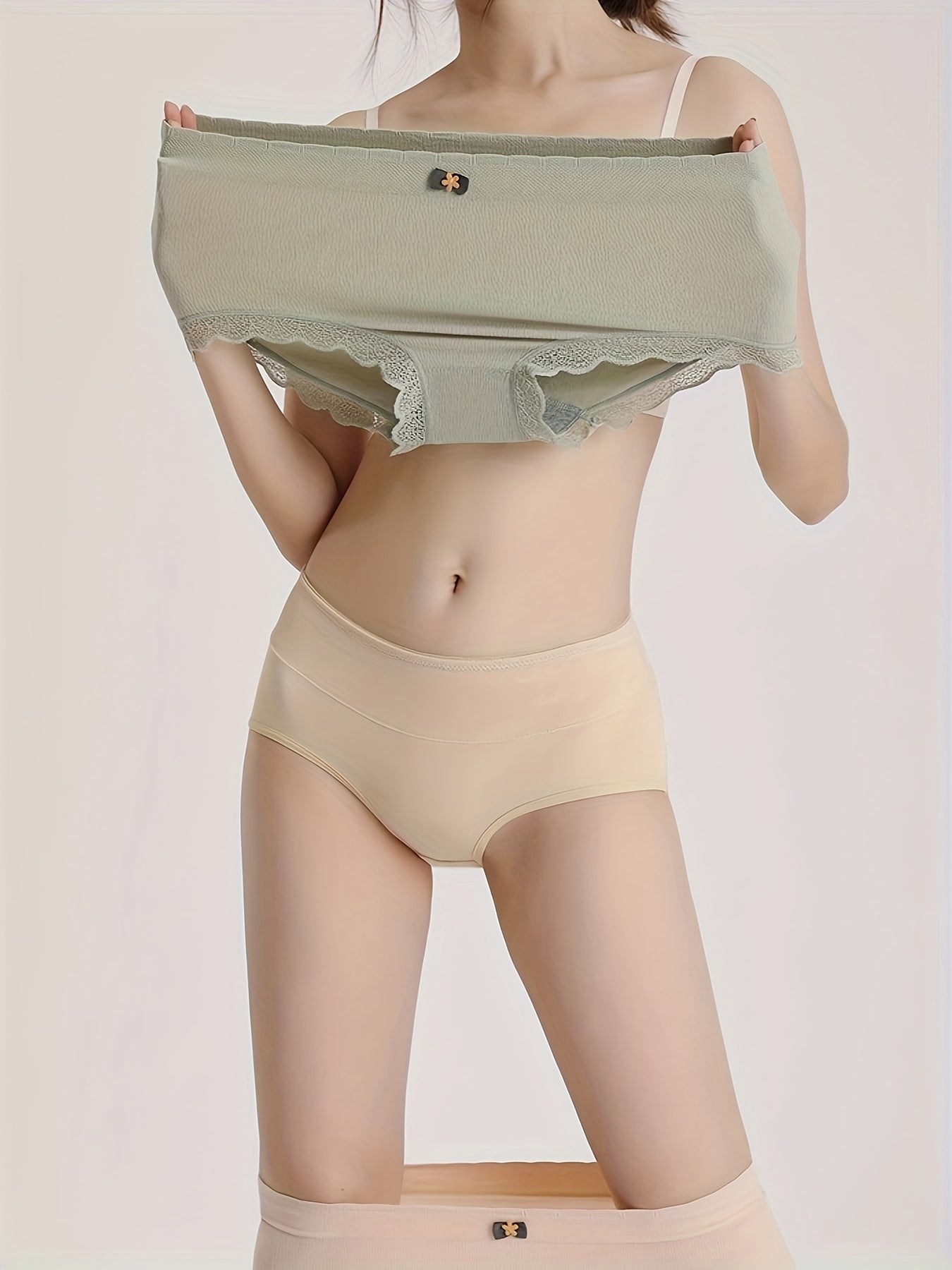 Women's High Waist Plus Size Briefs 8 Pack Polyester Solid Color Stretchy Knit