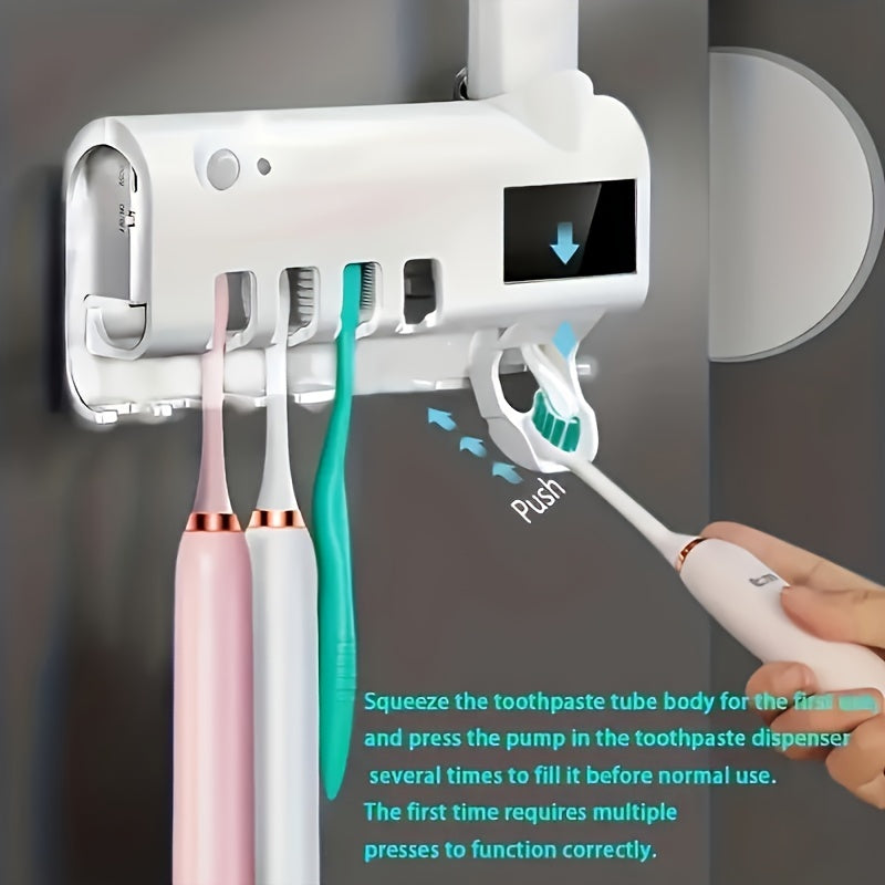 UV Toothbrush Holder Wall Mount with Cup Storage Rechargeable USB Powered