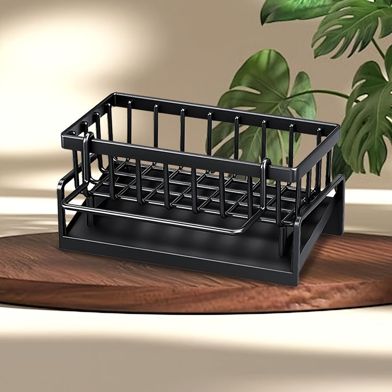 Multifunctional Plastic Sink Organizer with Towel Bar Kitchen Sponge Holder Soap Dish