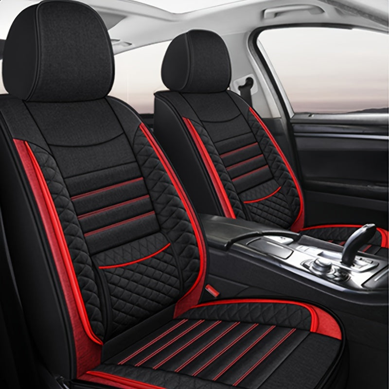 Almohadilla de asiento de fibra de cáñamo para coche, ajuste universal, funda transpirable para vehículos de 5 plazas