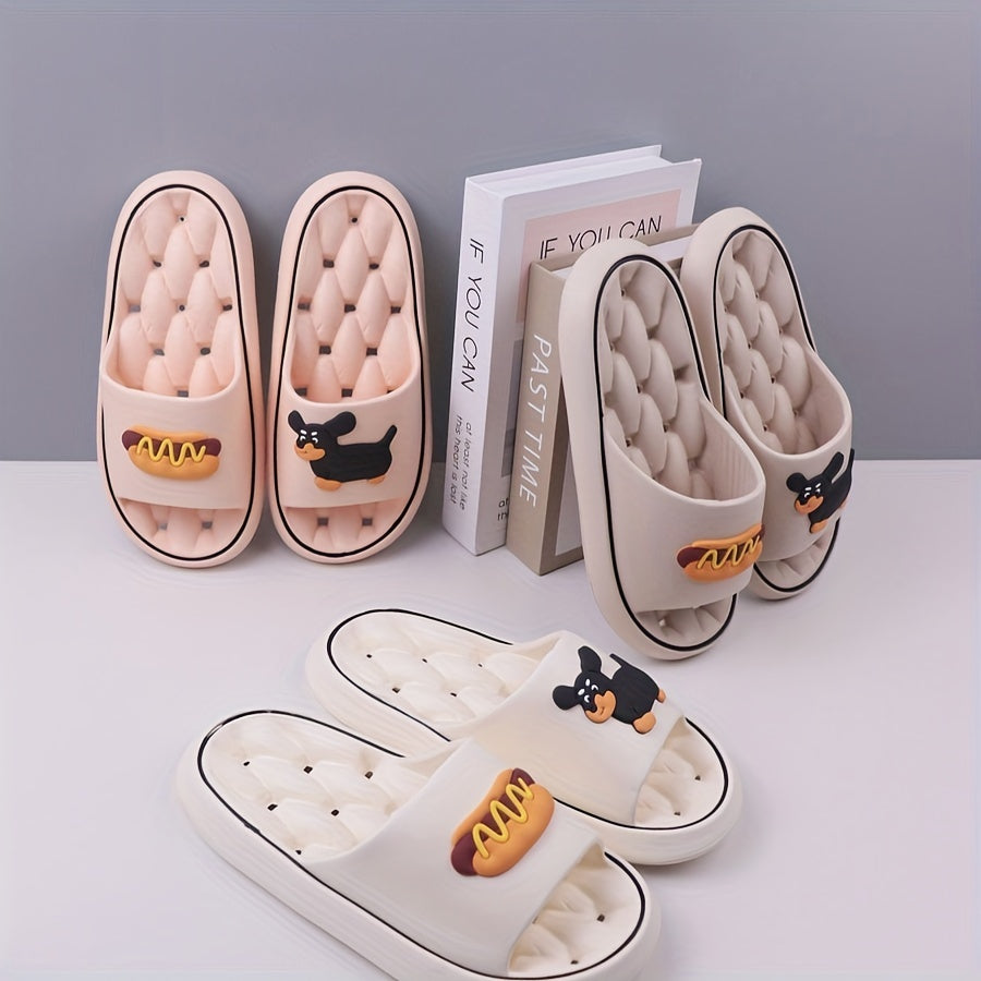 Women's EVA Slippers with Sausage Dog Print Anti-Slip Breathable Open Toe