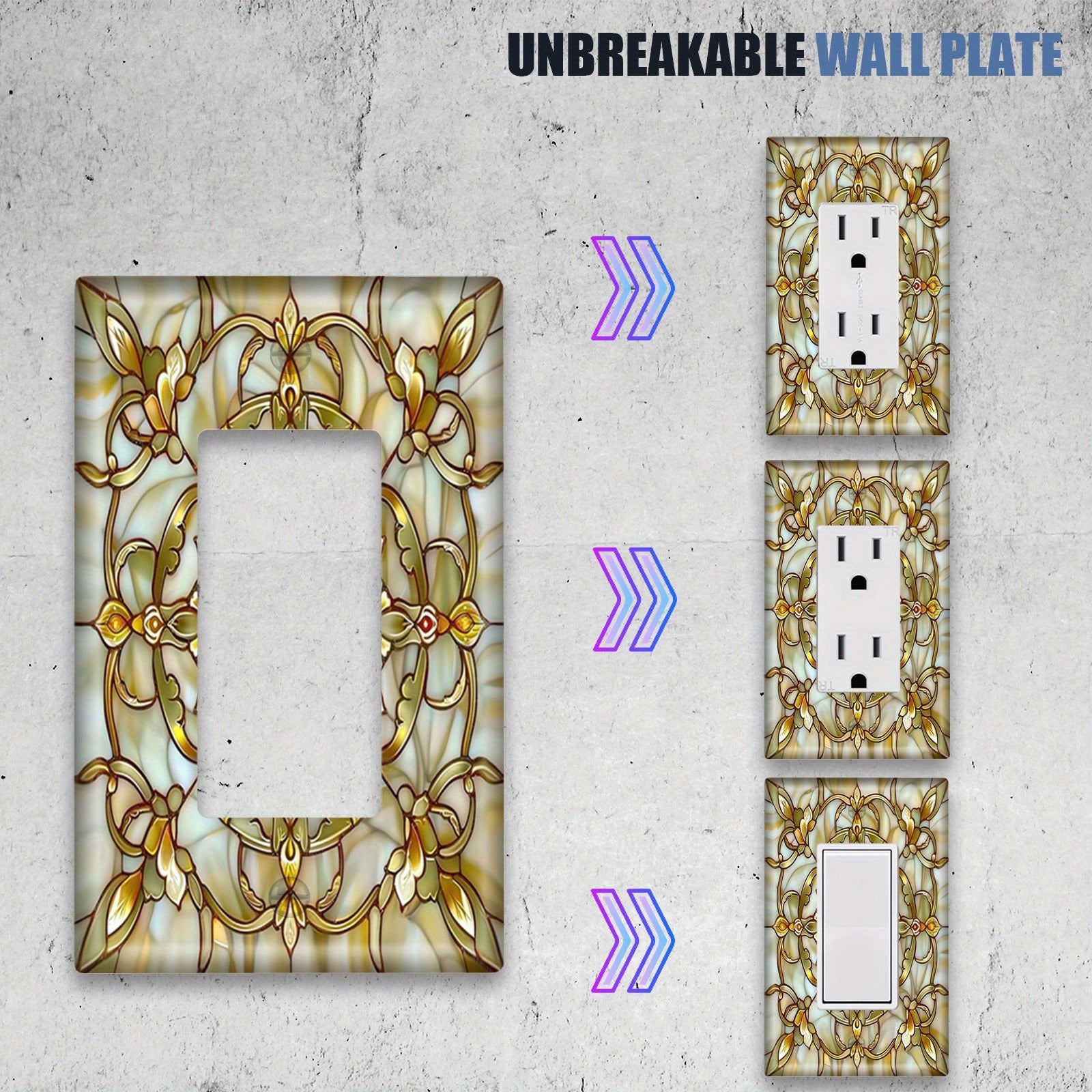 Placa de pared de vidrio emplomado Art Nouveau para interruptor de luz, decoración, cubierta decorativa para pared, dormitorio, cocina, baño