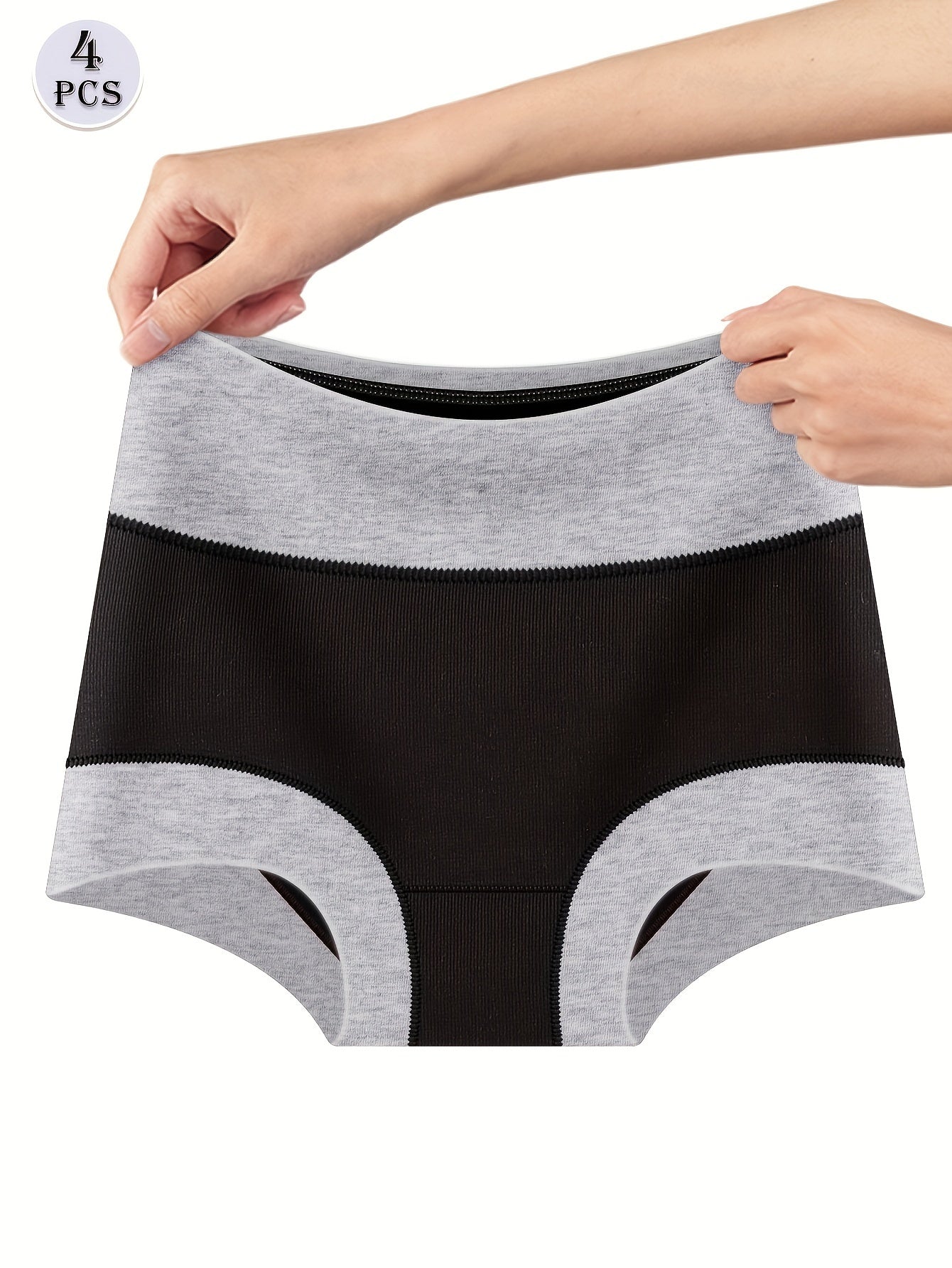 Rang blokli uzluksiz Boyshorts ayollar uchun 4-to'plam paxta elastik qulay ichki kiyim