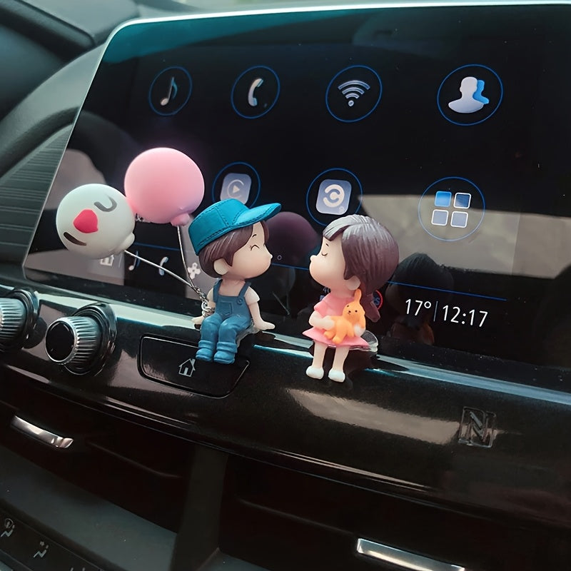 Resin Couple Car Dashboard Figurines for Rearview Mirror Decoration Gift for Men and Women