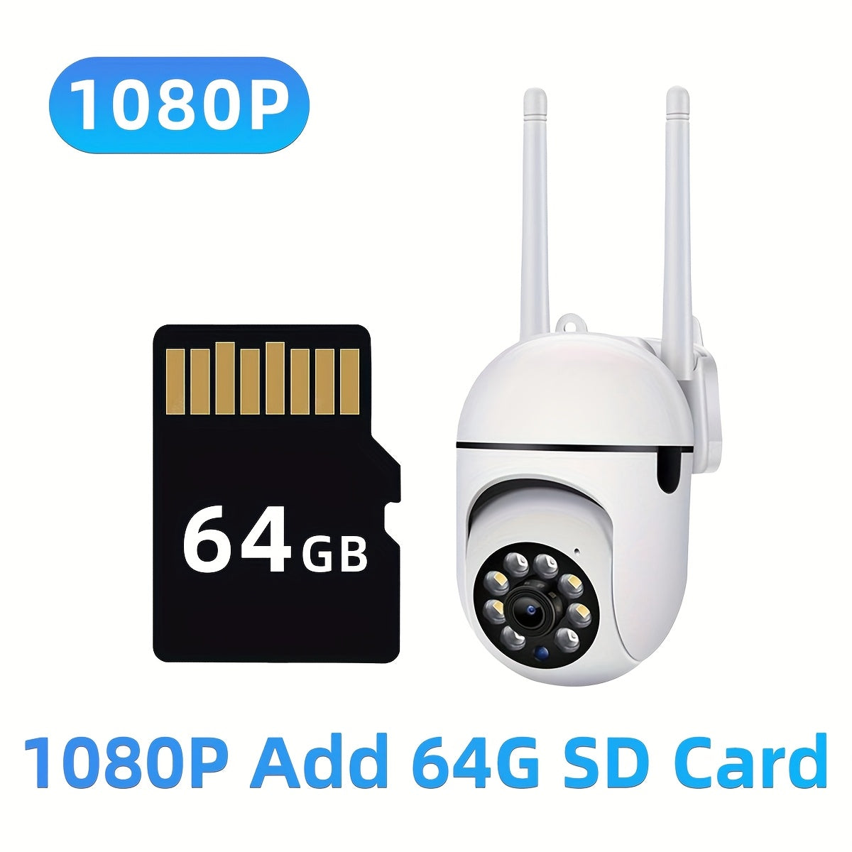 Cámara de seguridad inalámbrica HD 1080P con panorámica, inclinación, zoom, visión nocturna, audio bidireccional y seguimiento de movimiento en interiores y exteriores