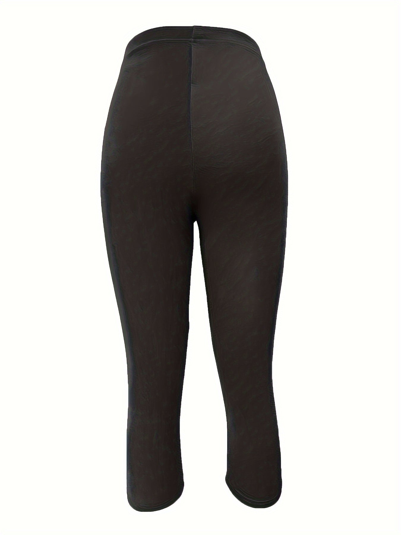 Women's Plus Size High-Waist Stretchy Capri Leggings Solid Breathable Summer Yoga