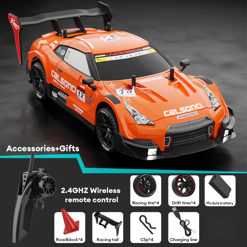 Coche de deriva RC de alta velocidad a escala 1:14, 2.4GHz, 4WD, alimentado por batería con litio recargable para niños de 14+.