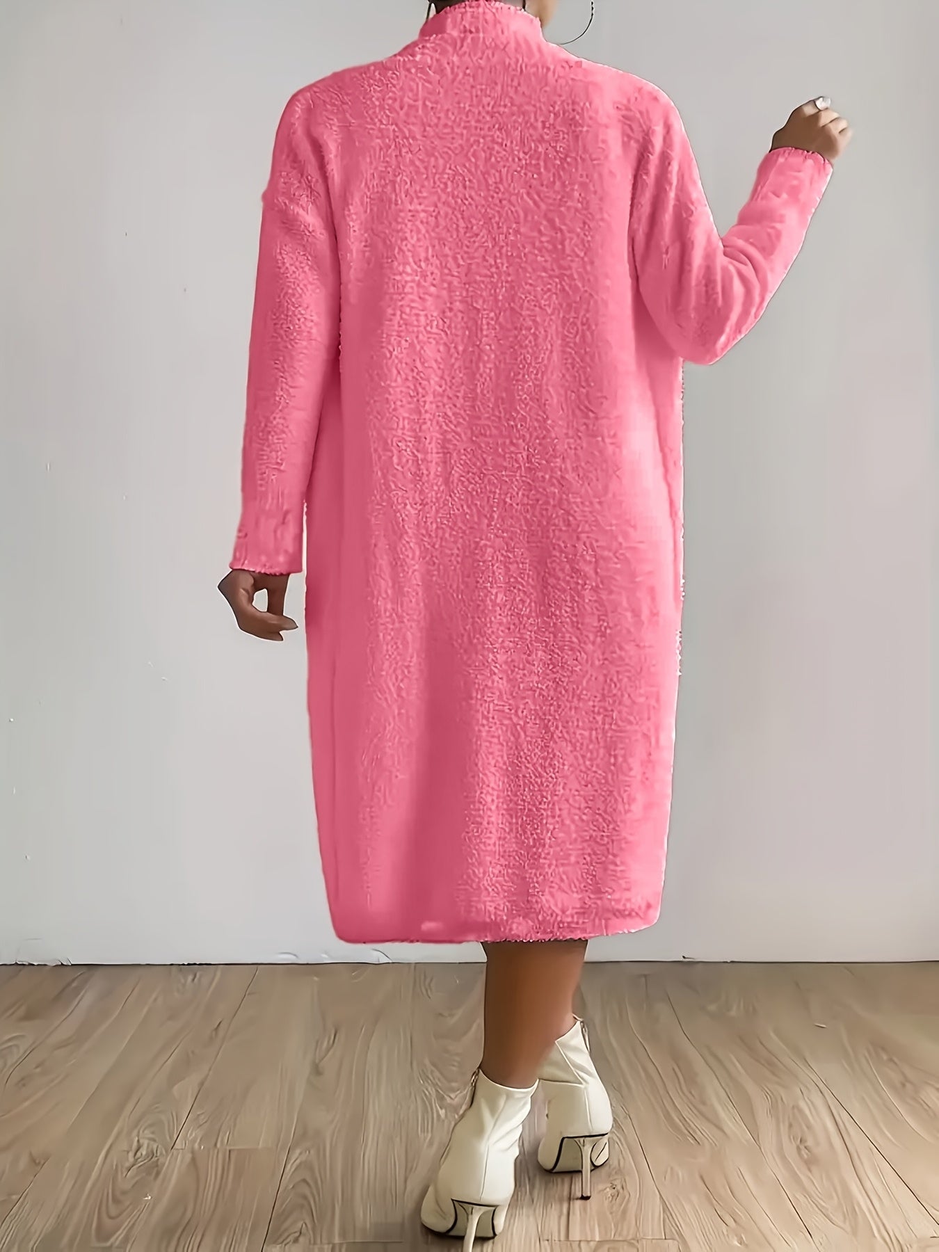 Костюм из двух предметов: повседневное платье из флиса для женщин plus size с кардиганом