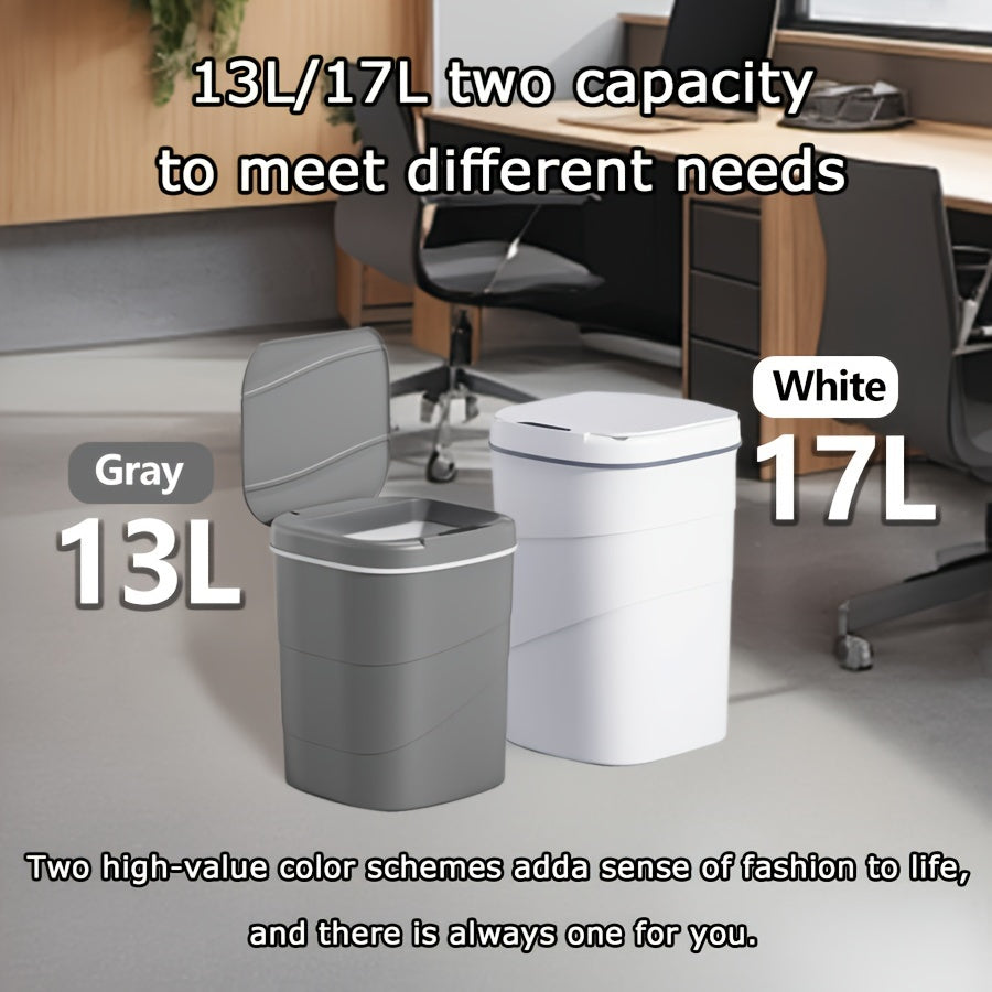 Универсальная мусорная корзина, подходящая для использования на кухне и в ванной, с крышкой, открывающейся по сенсору. Идеально подходит для пищевых отходов и отходов из ванной, таких как бумажные полотенца, волосы и косметика.