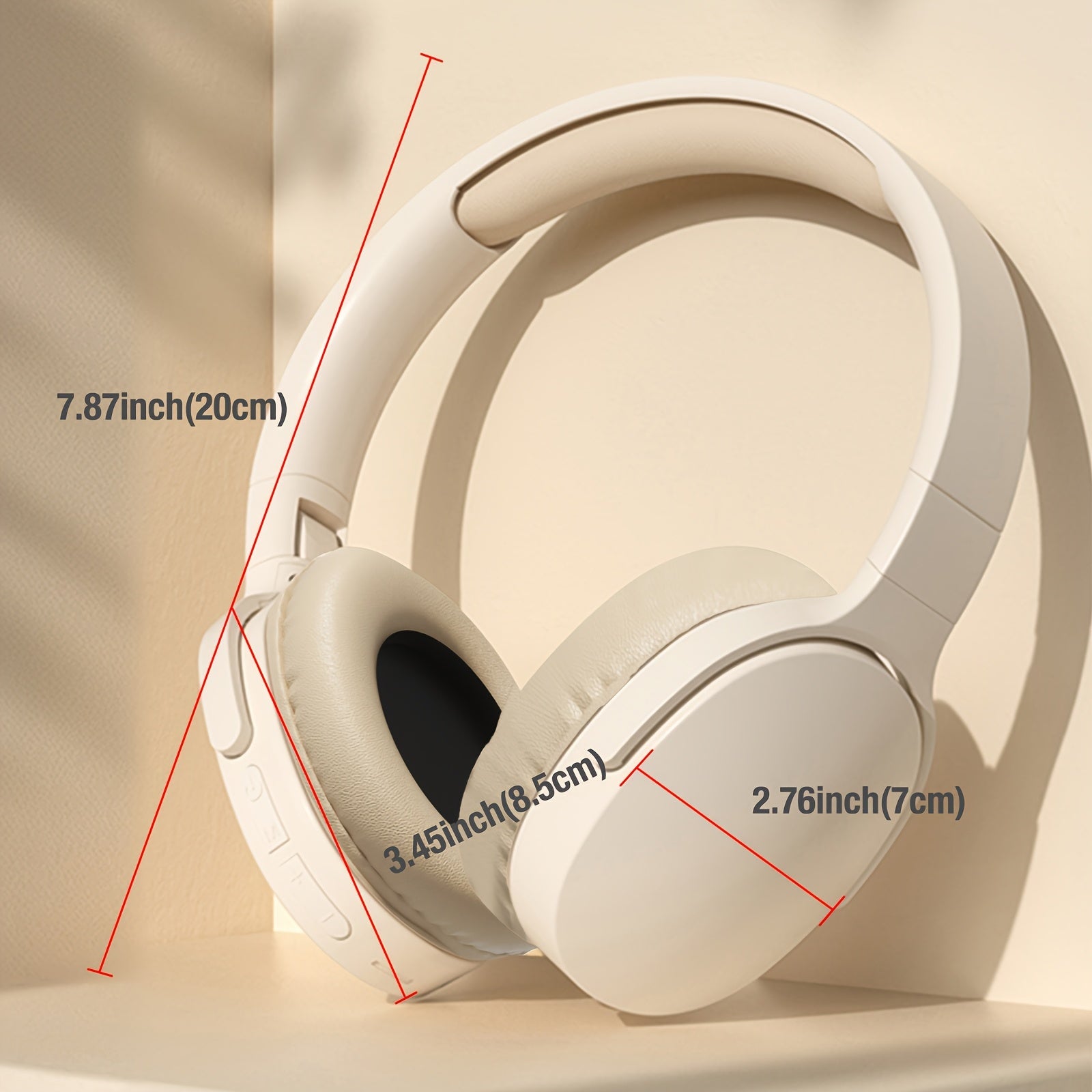 Wireless Over-Ear Headphones with 20H Playtime Noise-Canceling Microphone Foldable White