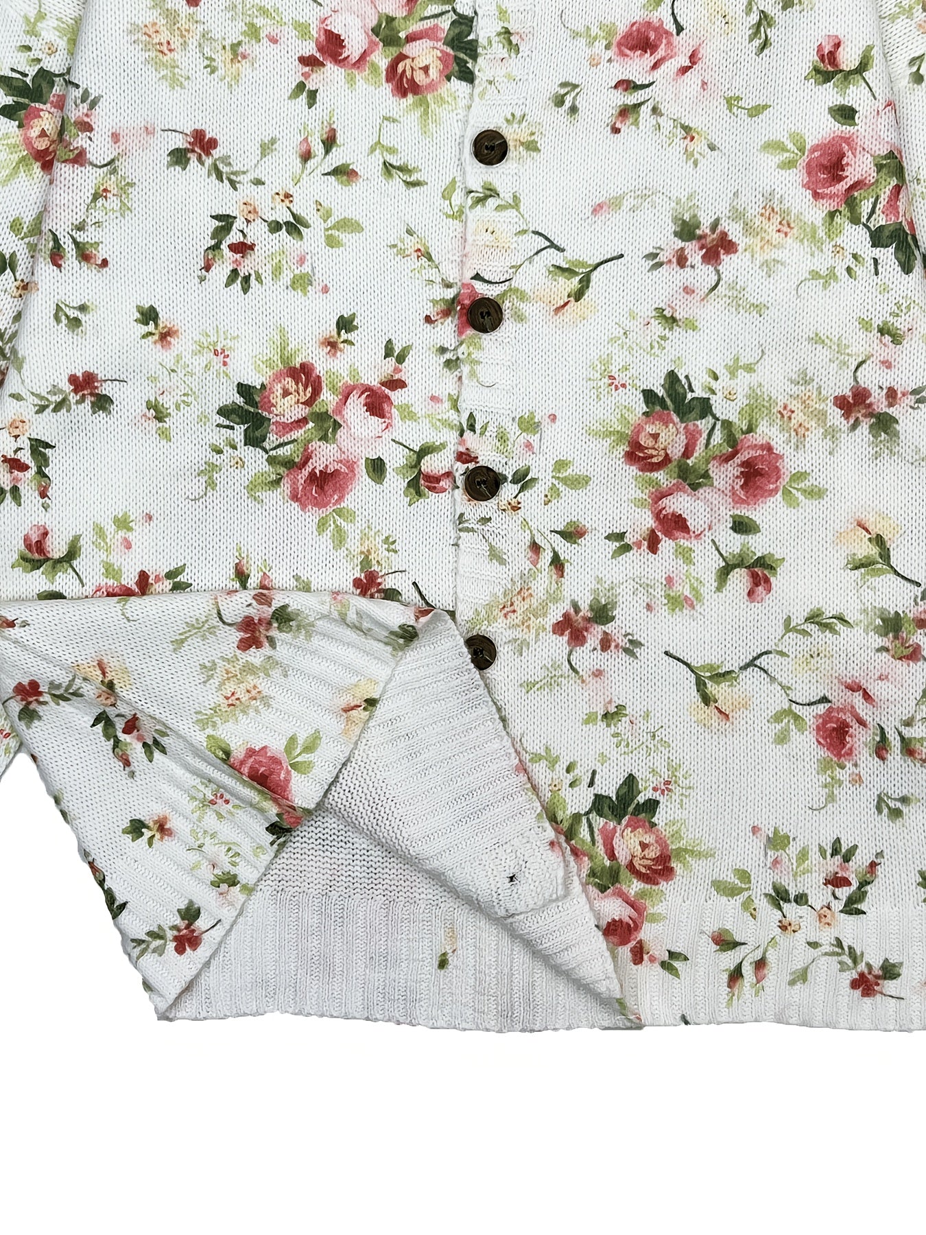 Women Spring Autumn Floral Pattern Long Sleeve Cardigan Lightweight Sweater